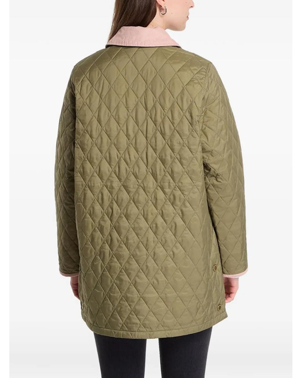 Barbour Green Doudoune Liddesdale À Col En Velours Côtelé