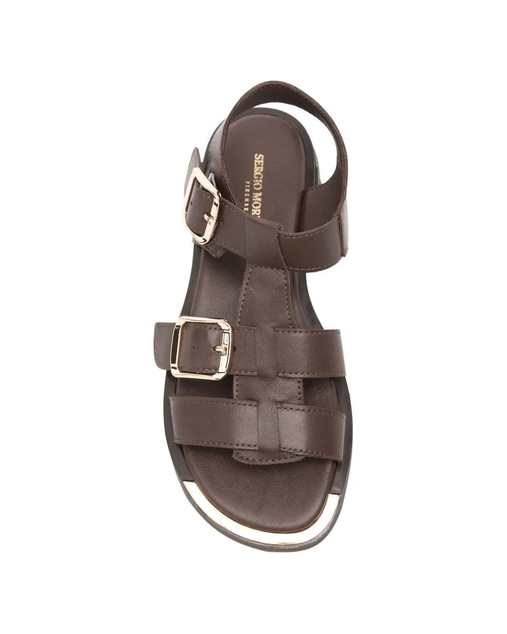 SERGIO MORETTI FIRENZE White Buckle-Fastening Leather Sandals