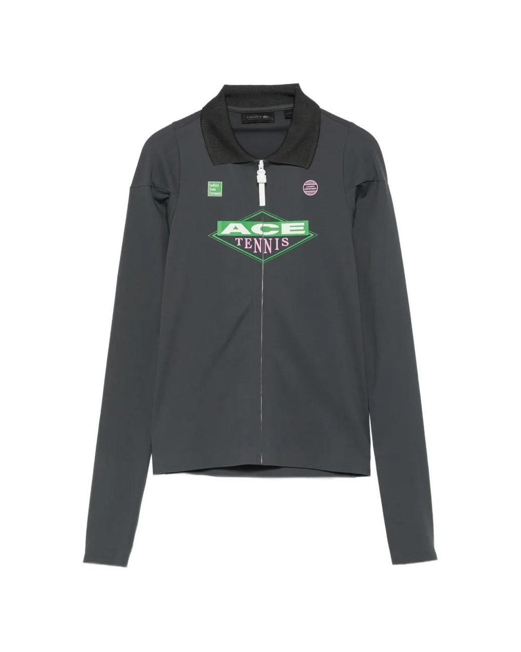 Lacoste Gray Graphic-Print Long-Sleeve T-Shirt