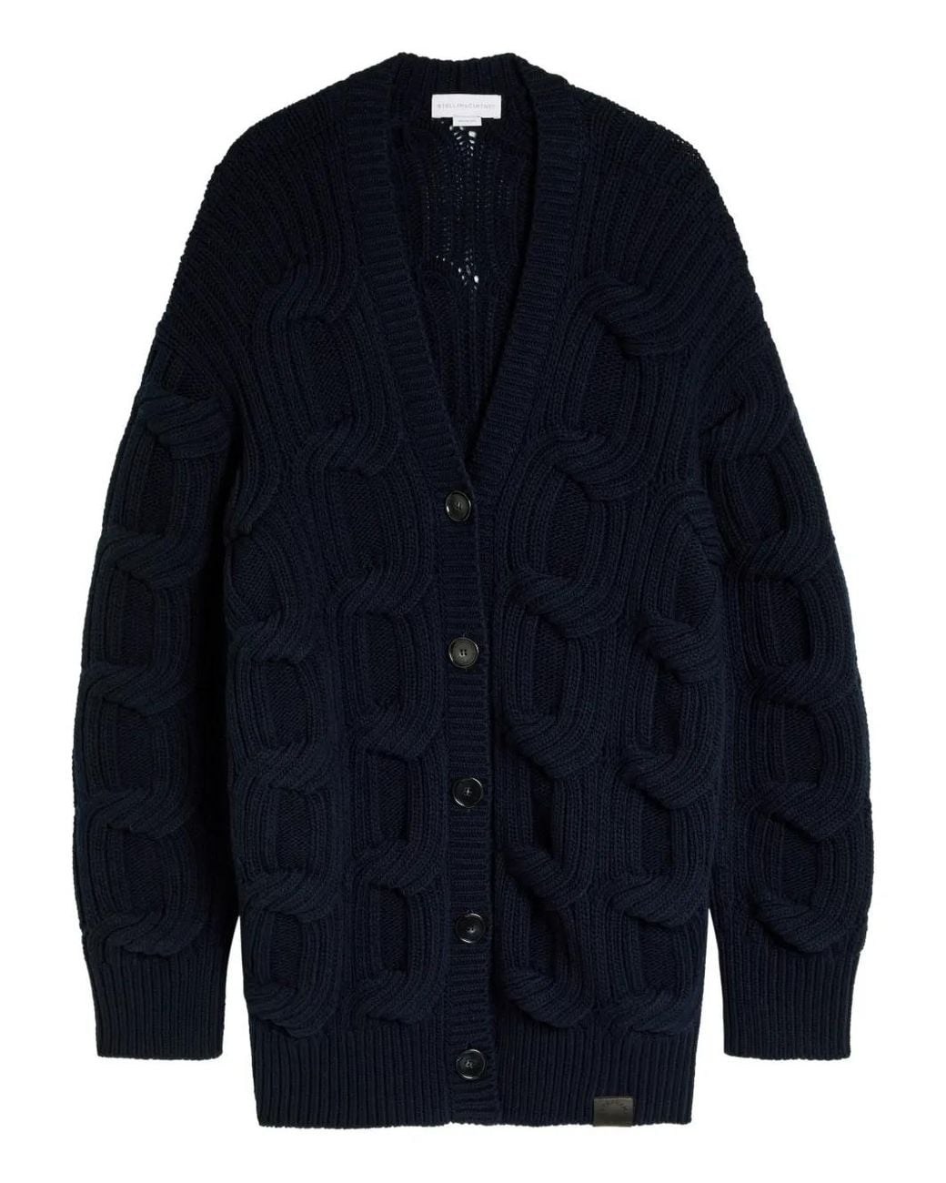 Stella McCartney Blue Cable-Knit Button-Down Cardigan