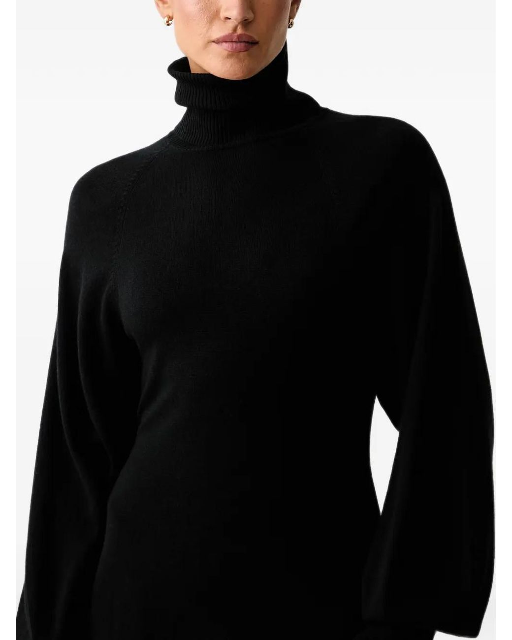 Pinko Black Wool-Blend Turtleneck Midi Dress
