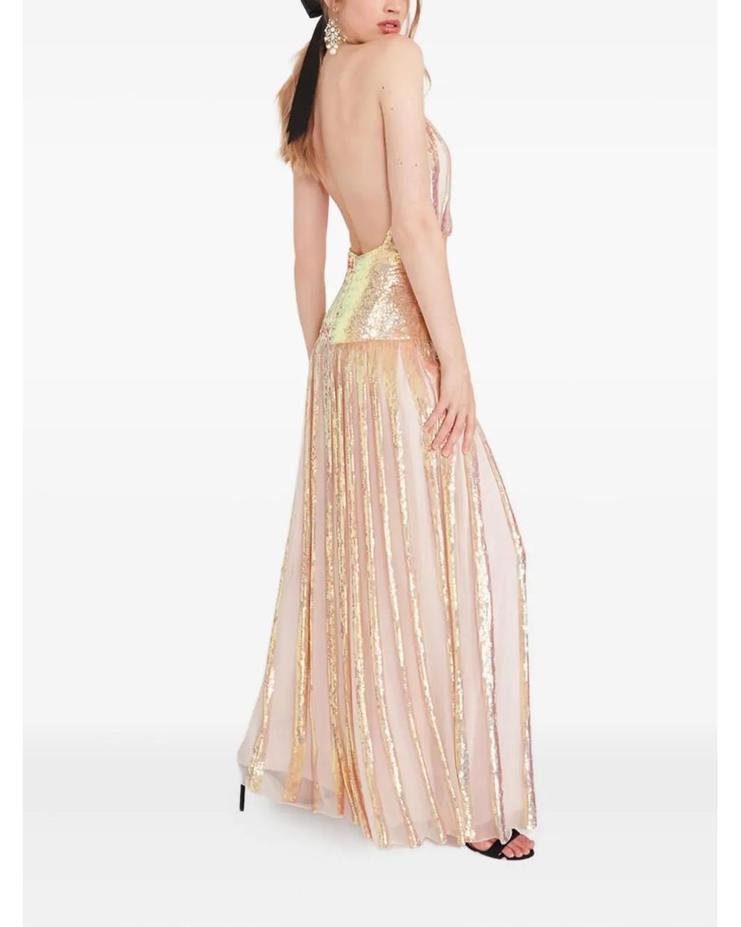 Temperley London White Filigree Sequin-Embellished Pleated Dress