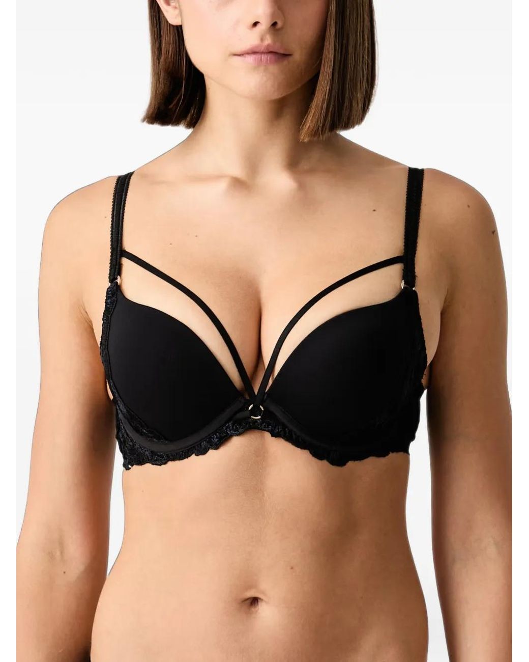 Chantelle Black Illusion Embroidered Strappy-Detail Bra