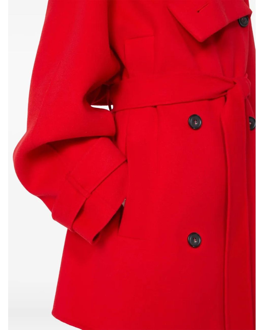 Sportmax Red Belted Collar Coat