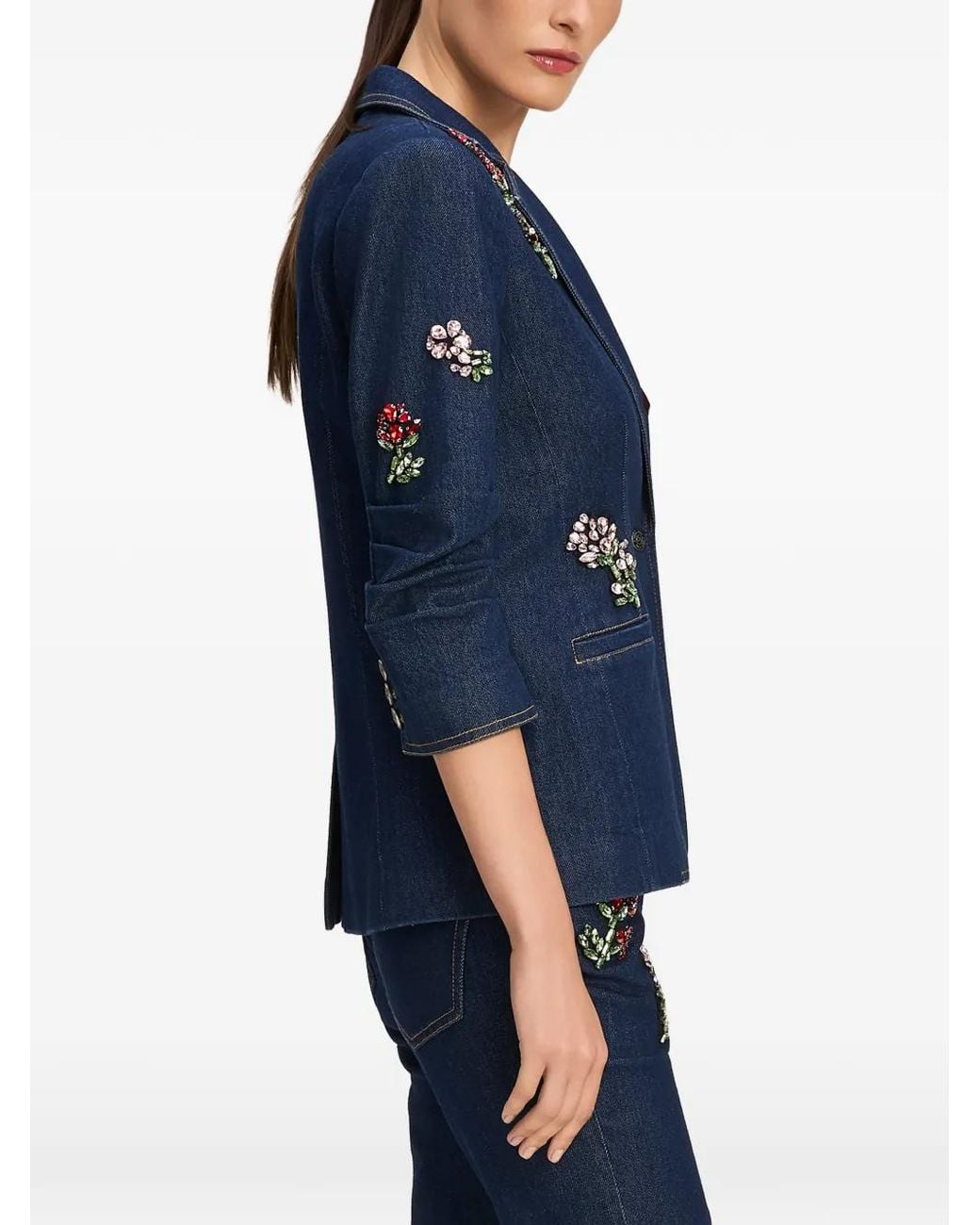 Cinq À Sept Blue Blazer Khloe À Ornements Strassés