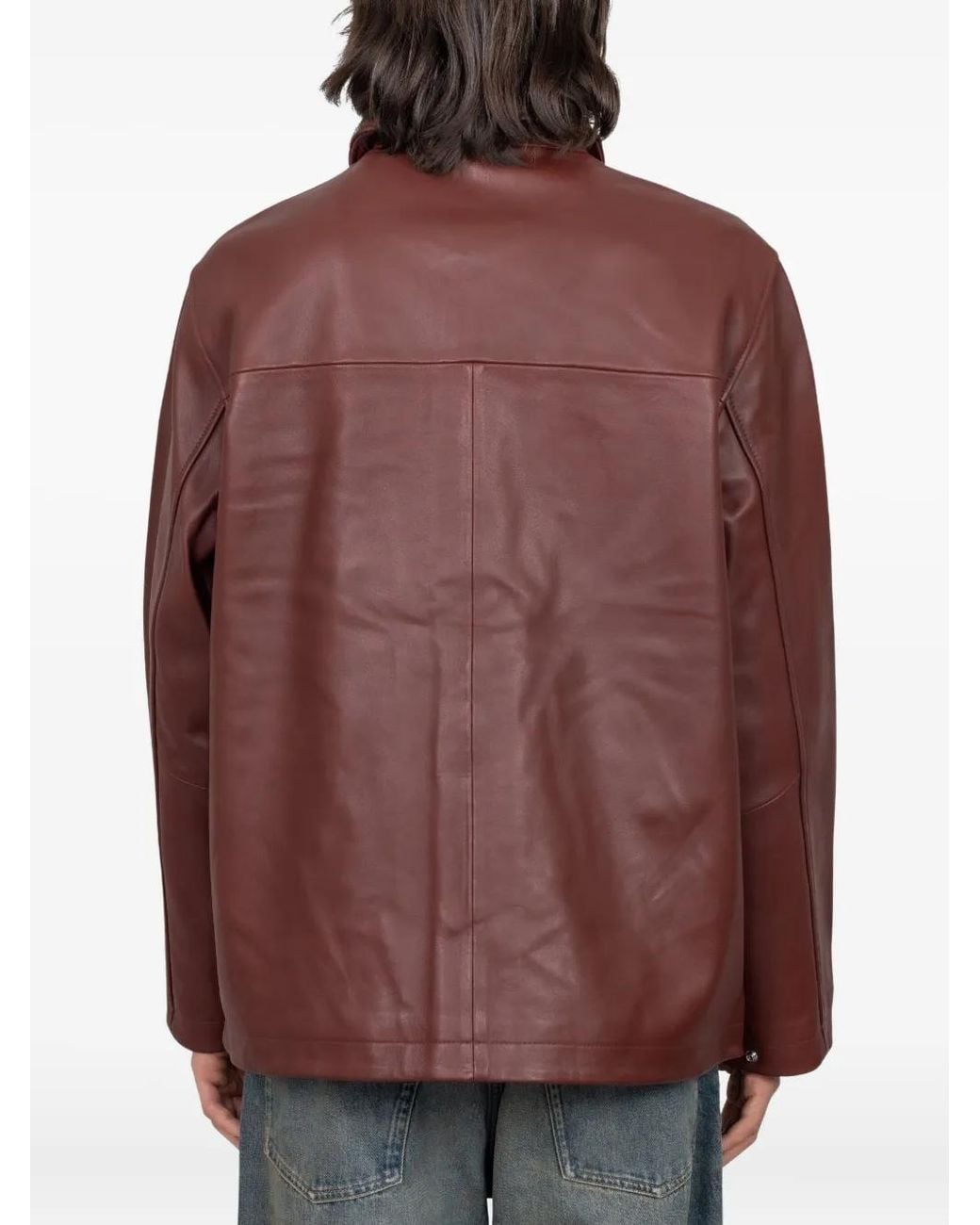 sunflower Brown Button-Fastening Leather Jacket for men