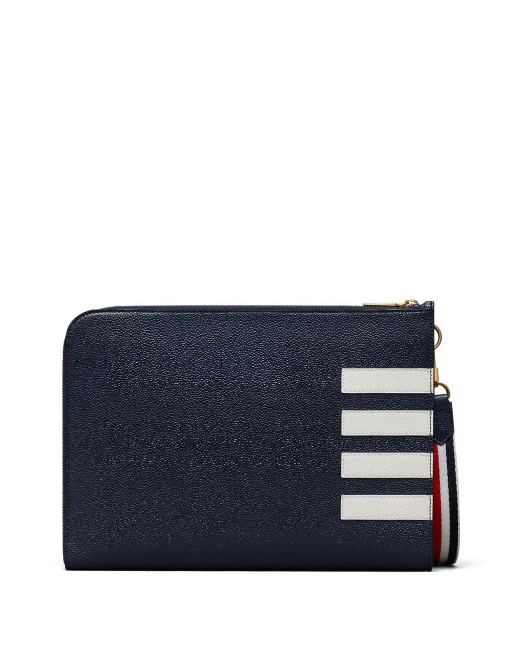 Thom Browne Blue Pebble Grain 4-Bar Gusset Folio