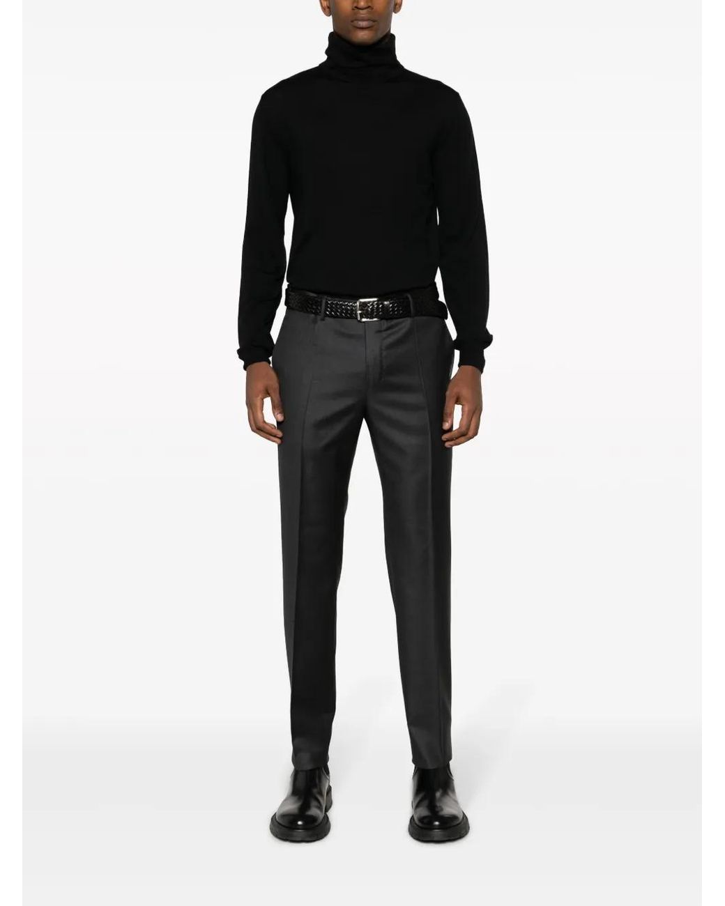 Eraldo Black Roll-Neck Wool-Blend Jumper for men
