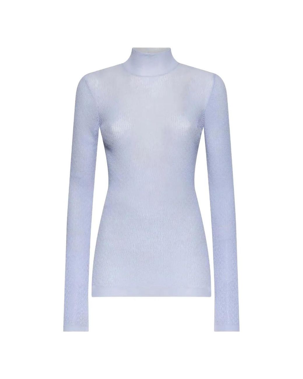 Maison Margiela Blue High-Neck Fine-Knit Sweater
