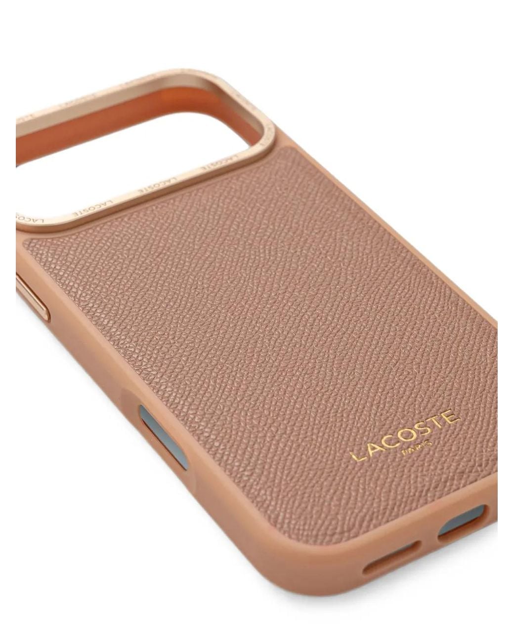 Lacoste Brown Logo-Print Pebbled Iphone Case