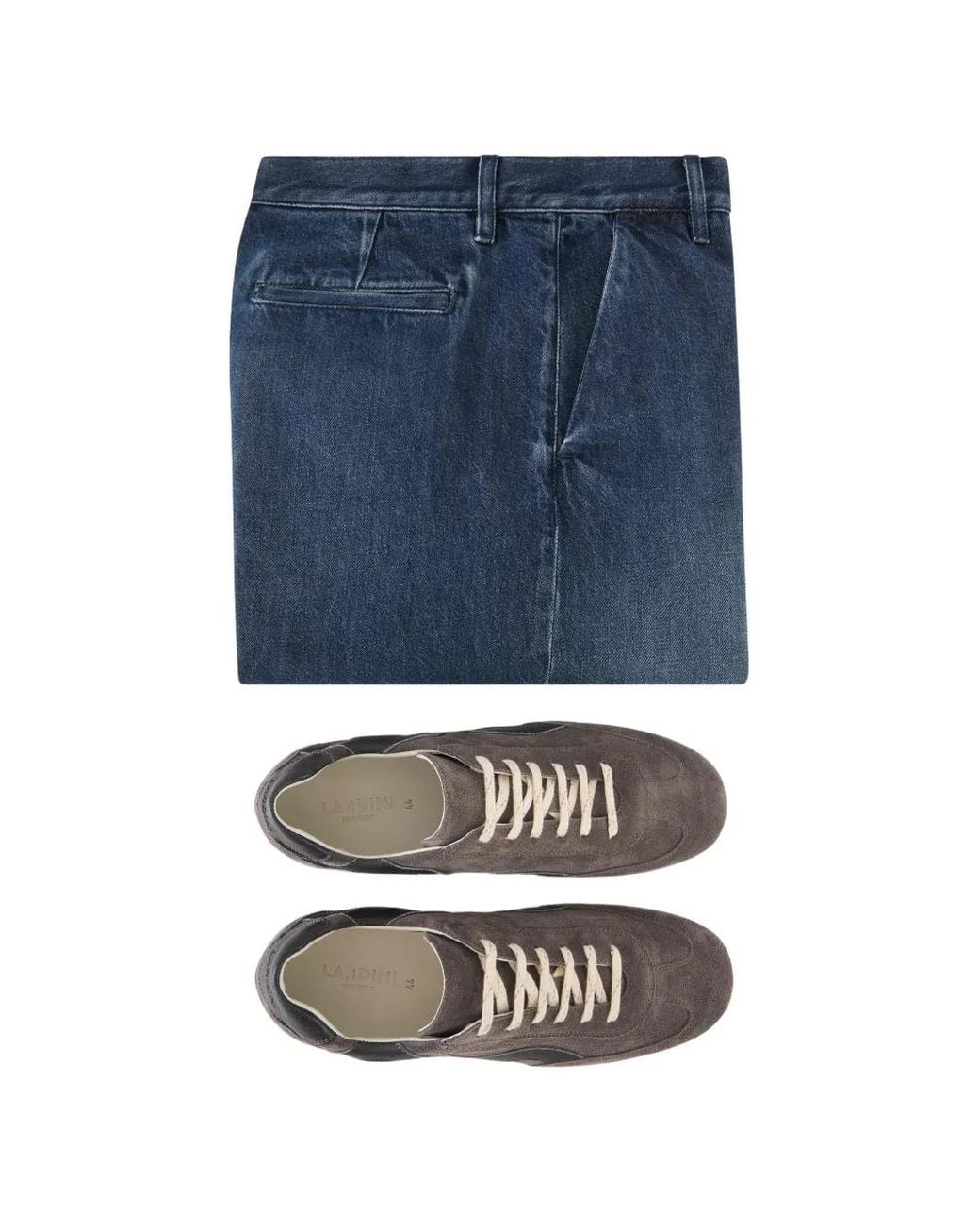 Lardini Gray Suede Shearling-Lined Sneakers for men