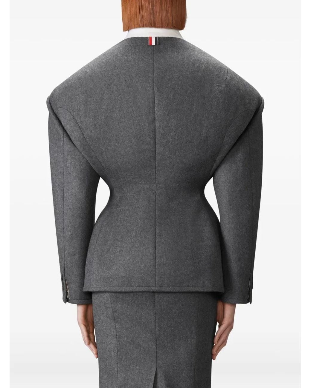 Thom Browne Gray Solid Wool Flannel Cocoon Sportcoat