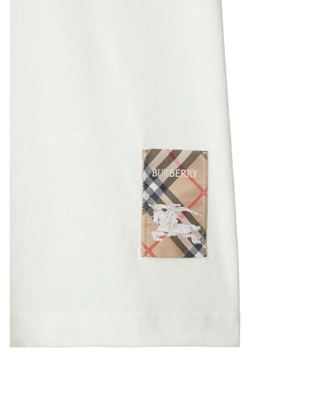Burberry Katoenen T-Shirt Met Check-Patch in het White voor heren