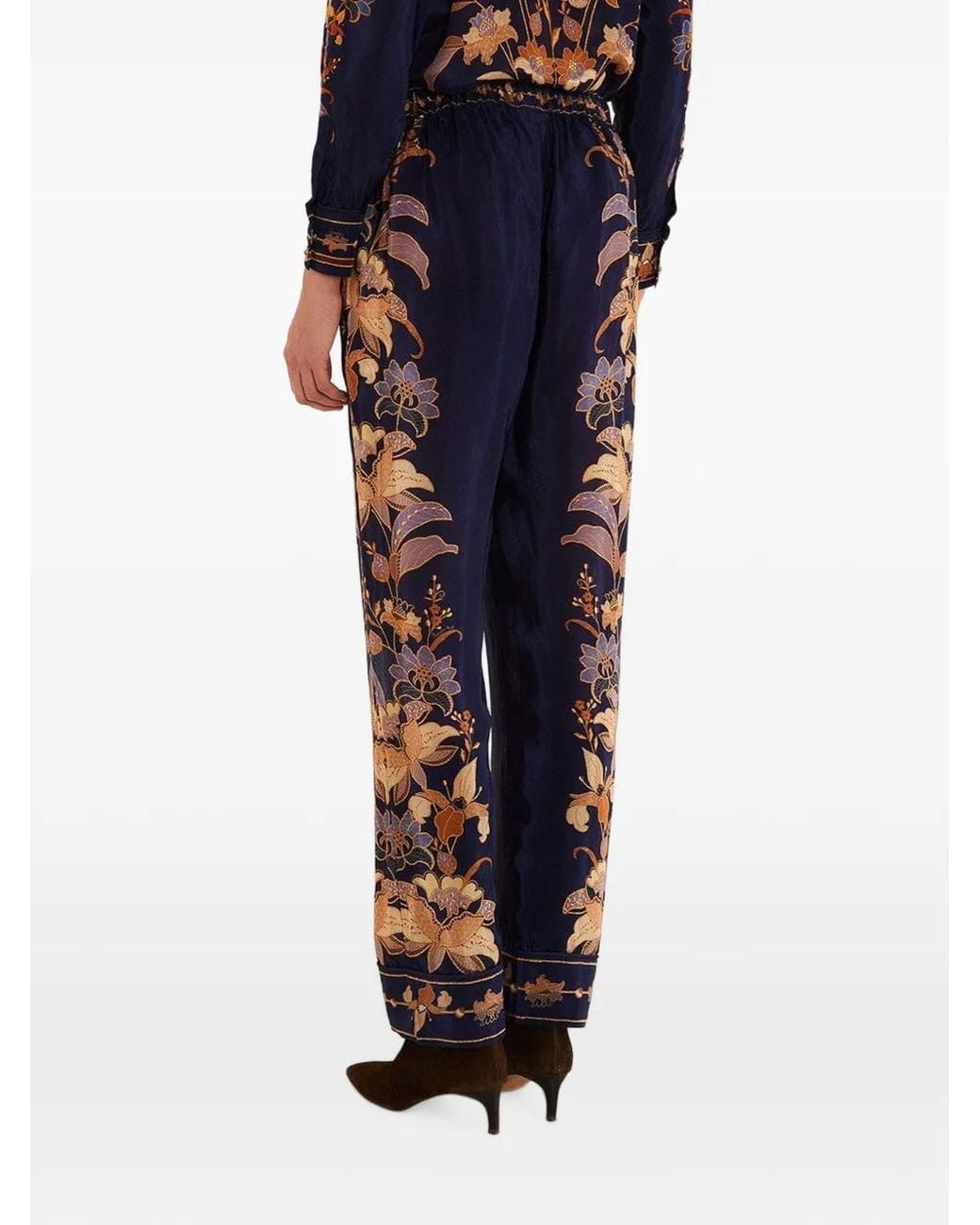 Farm Rio Black Lara Floral-Print Trousers