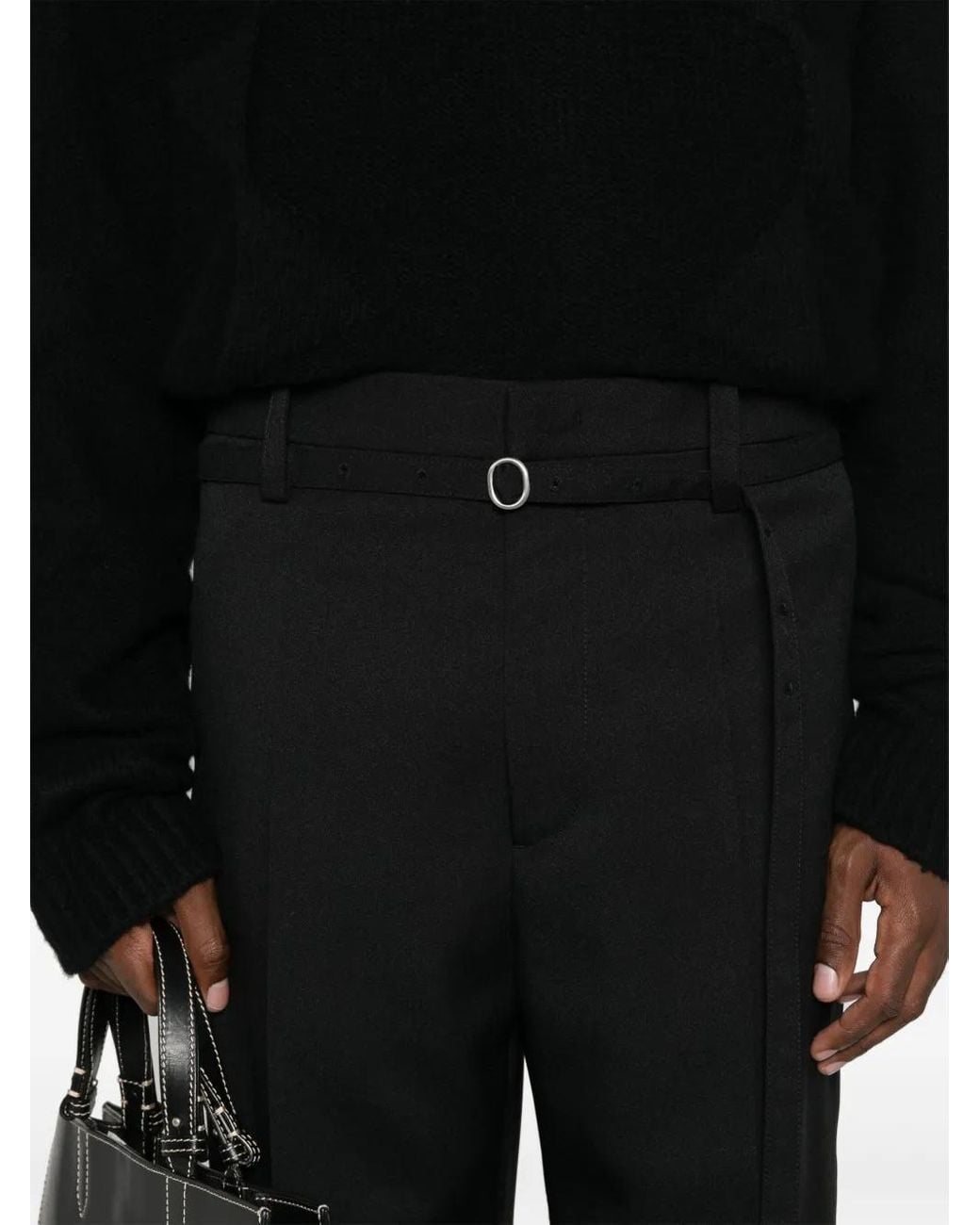 Jil Sander Black Belted Tailored Trousers for men