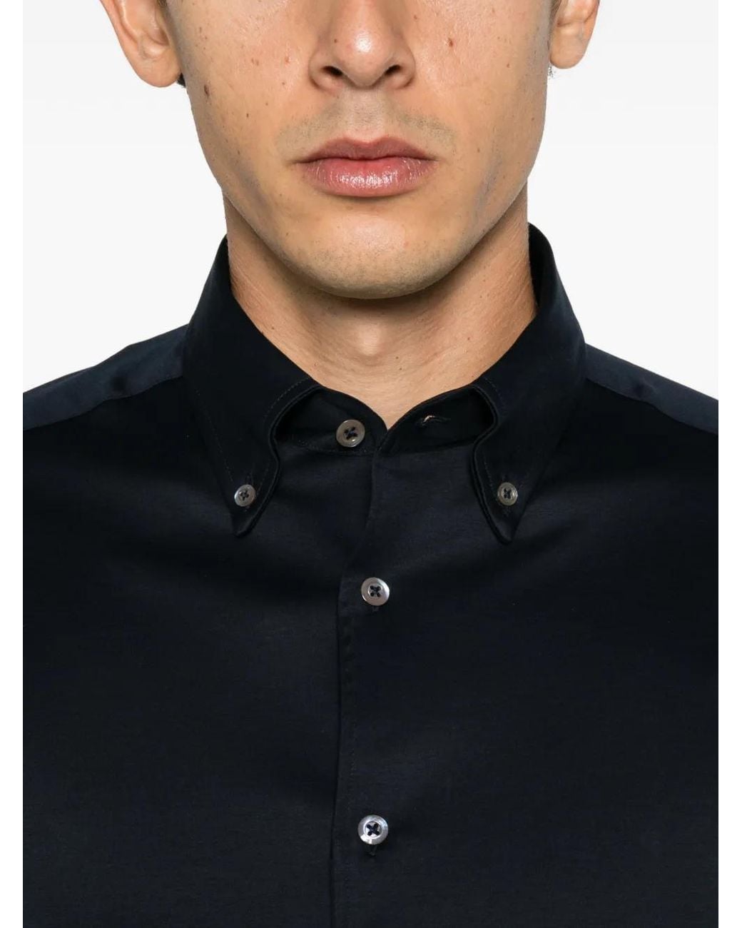 Alberto Gozzi Blue Button-Down Collar Long-Sleeve Shirt for men