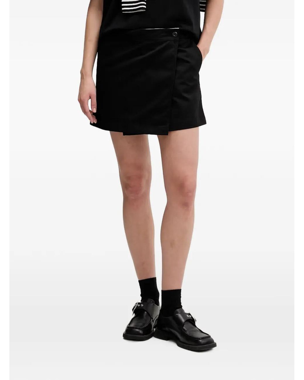 Dickies Black Union Wrap-Style Logo-Patch Skirt