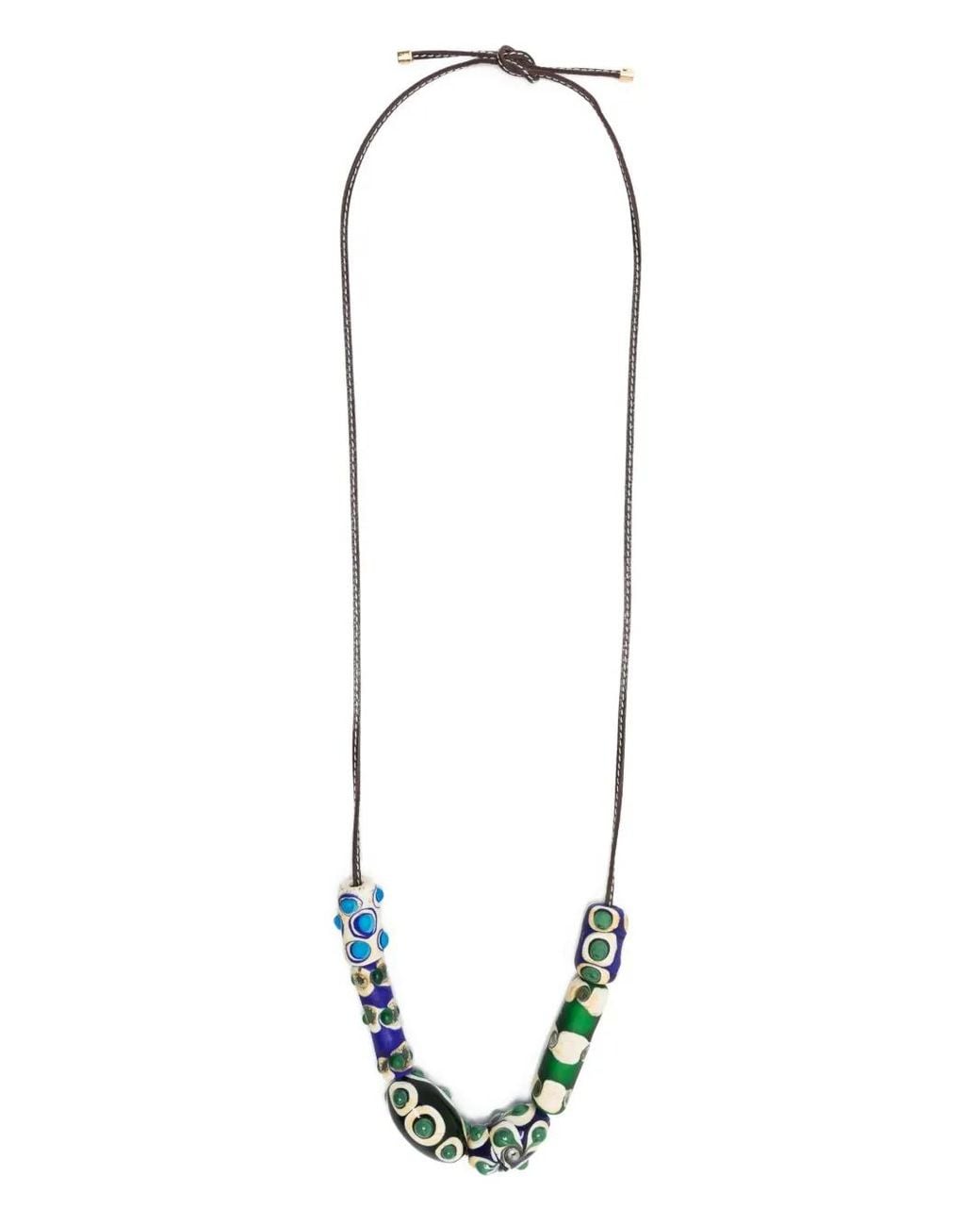 Colville Blue Beatle Beaded Leather Necklace