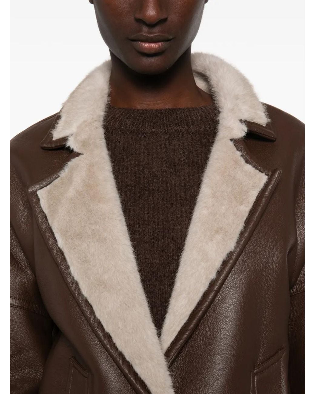 Dixie Brown Faux-Shearling Trim Coat
