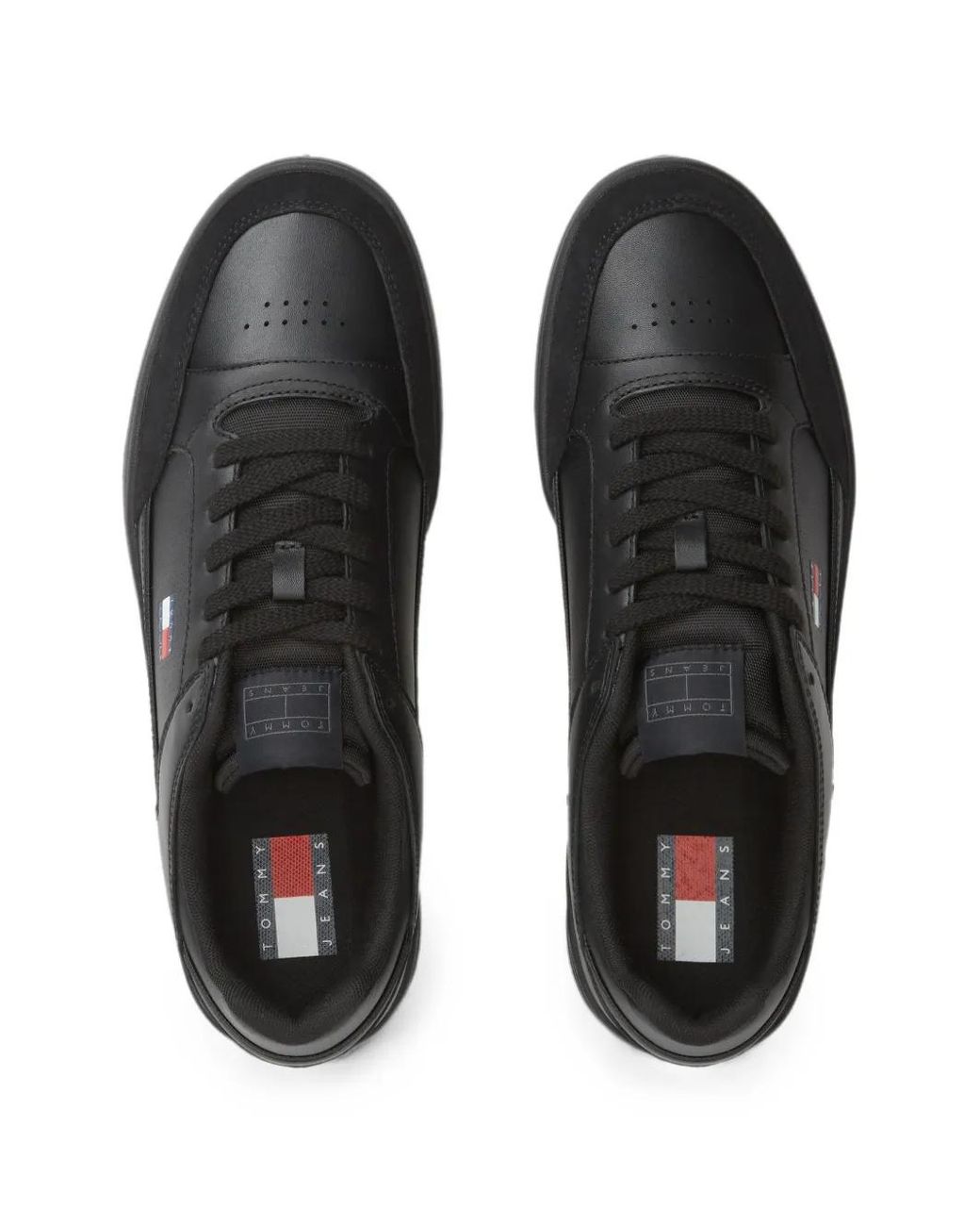 Tommy Hilfiger Black Perforated Panel-Detail Sneakers for men