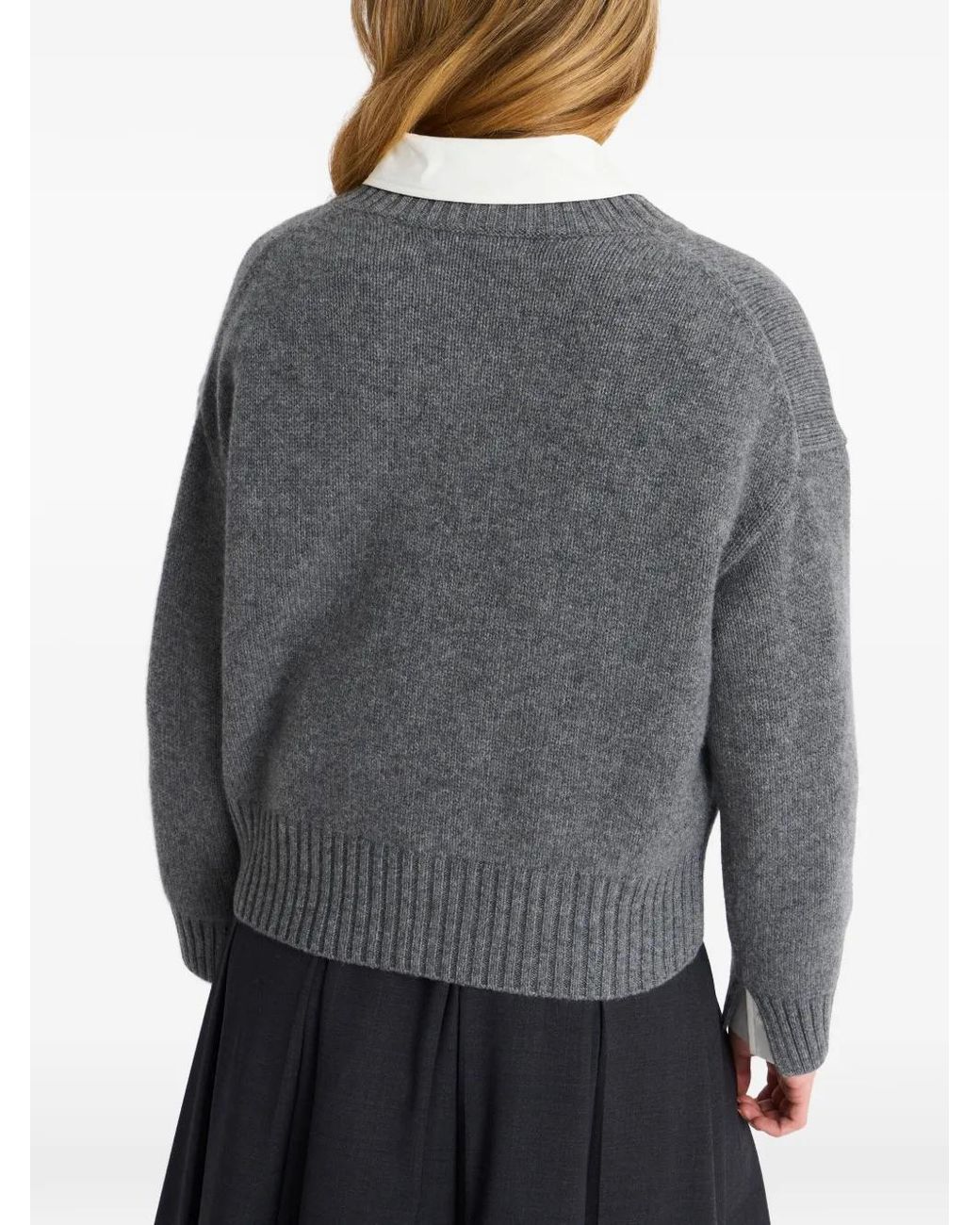 Pringle of Scotland Gray V-Neck Cashmere Sweater