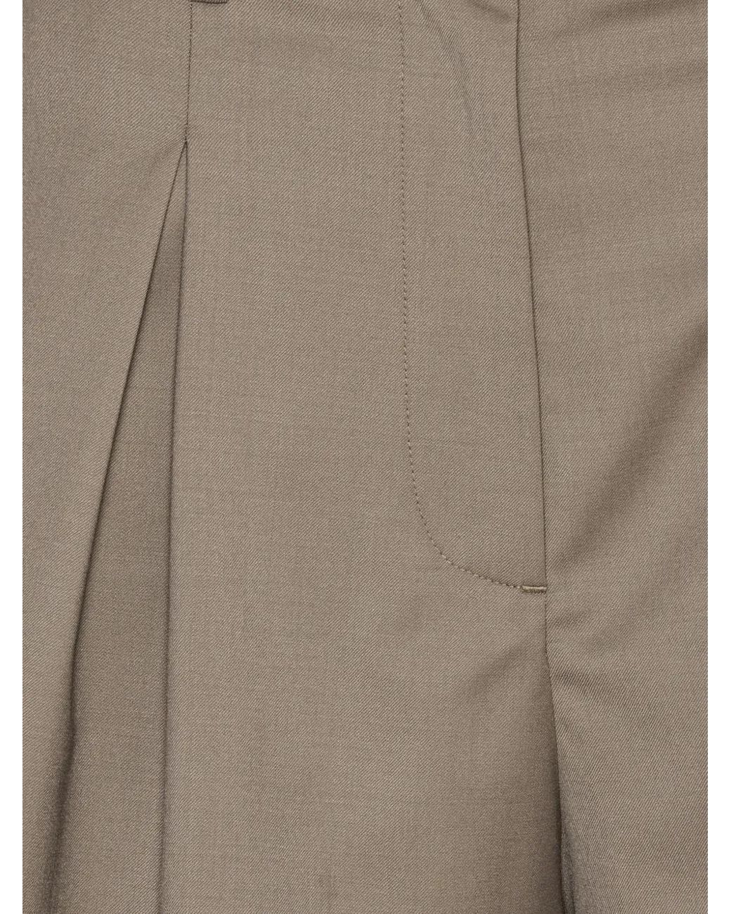 ROTATE BIRGER CHRISTENSEN Brown High-Waisted Pleated Shorts