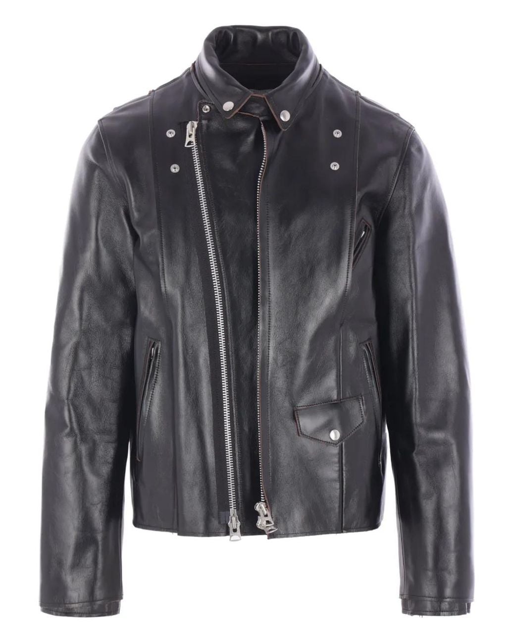 Sacai Leren Jack Met Drukknoopsluiting in het Gray voor heren