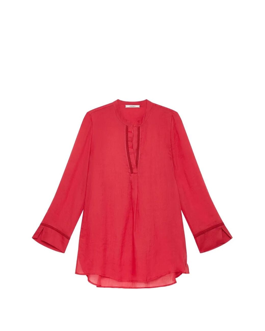 Maliparmi Red Zig-Zag-Stitch Tunic
