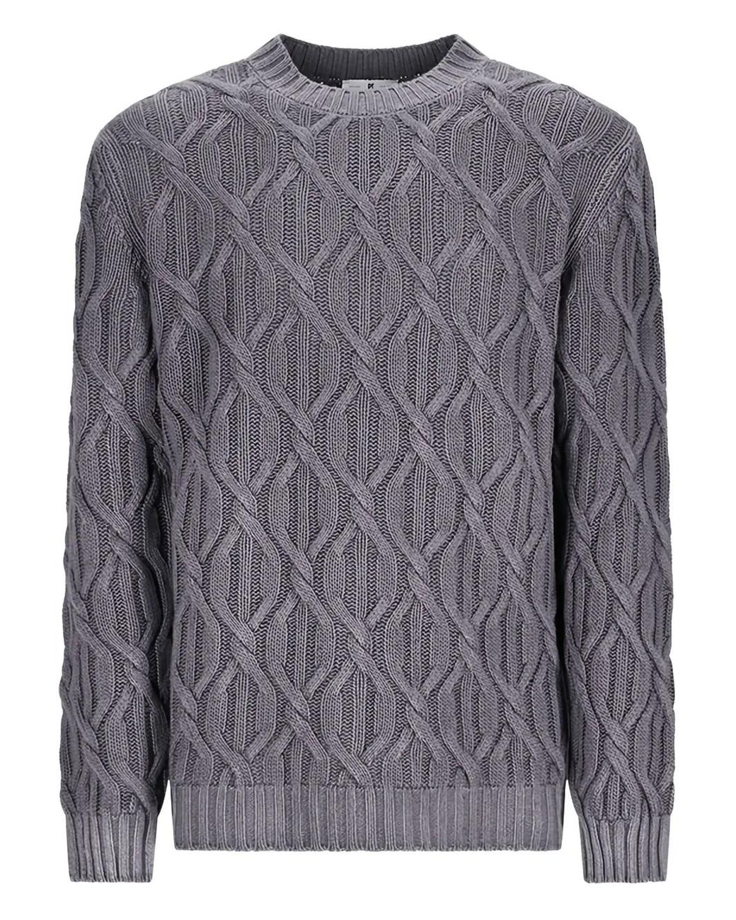 PT Torino Gray Cable-Knit Sweater for men