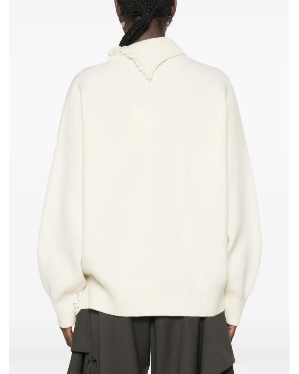 Rohe White Pull Frangé À Manches Longues