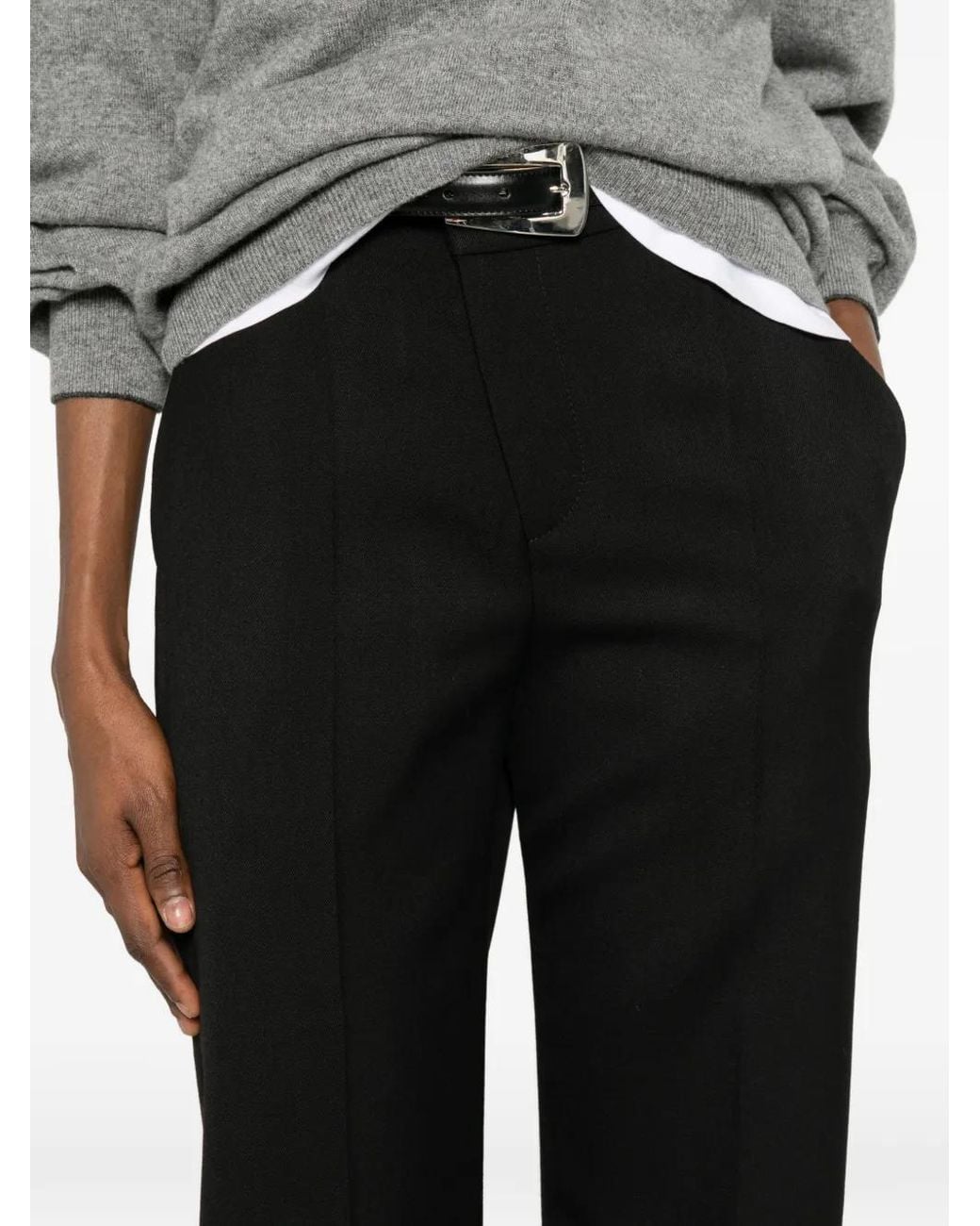 Brunello Cucinelli Black Pressed-Crease Straight-Leg Trousers