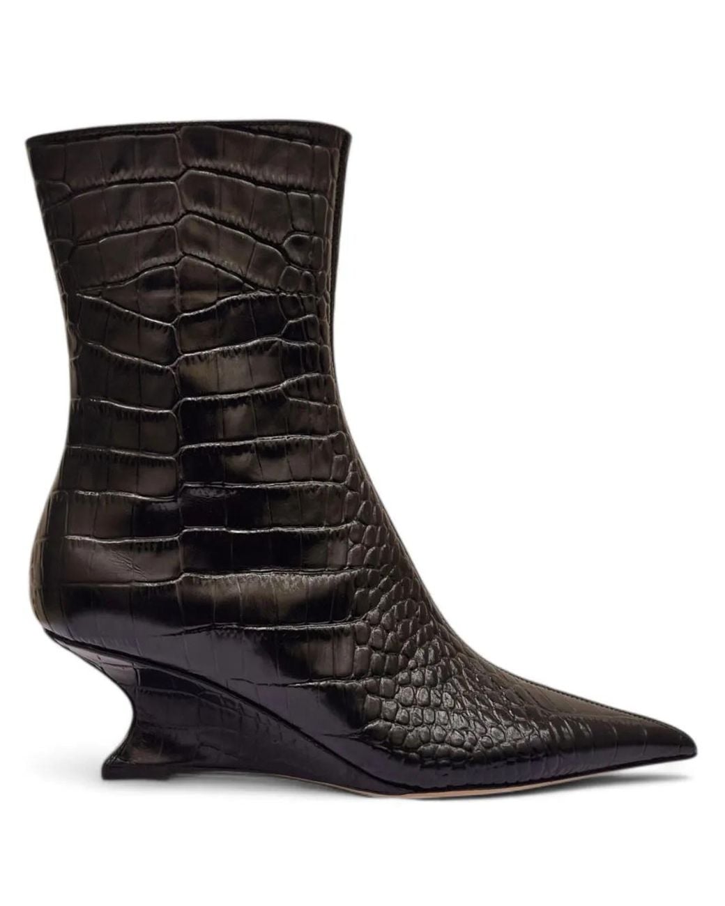 Paris Texas Black Nina Crocodile-Effect Sculpted Boots