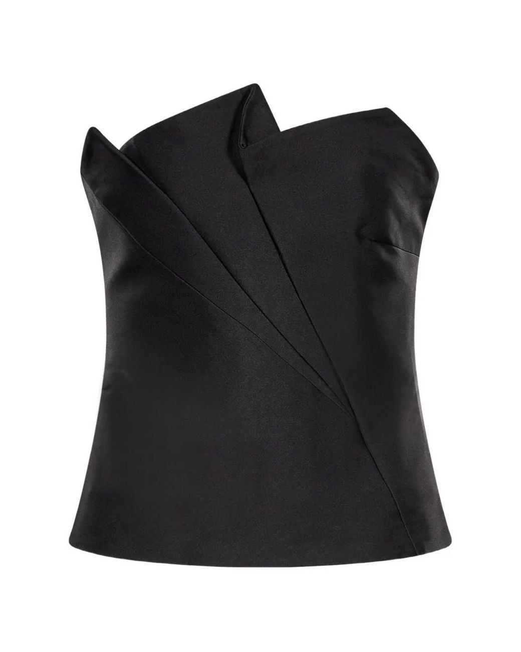 Roland Mouret Black Bustier Crop À Design Plissé