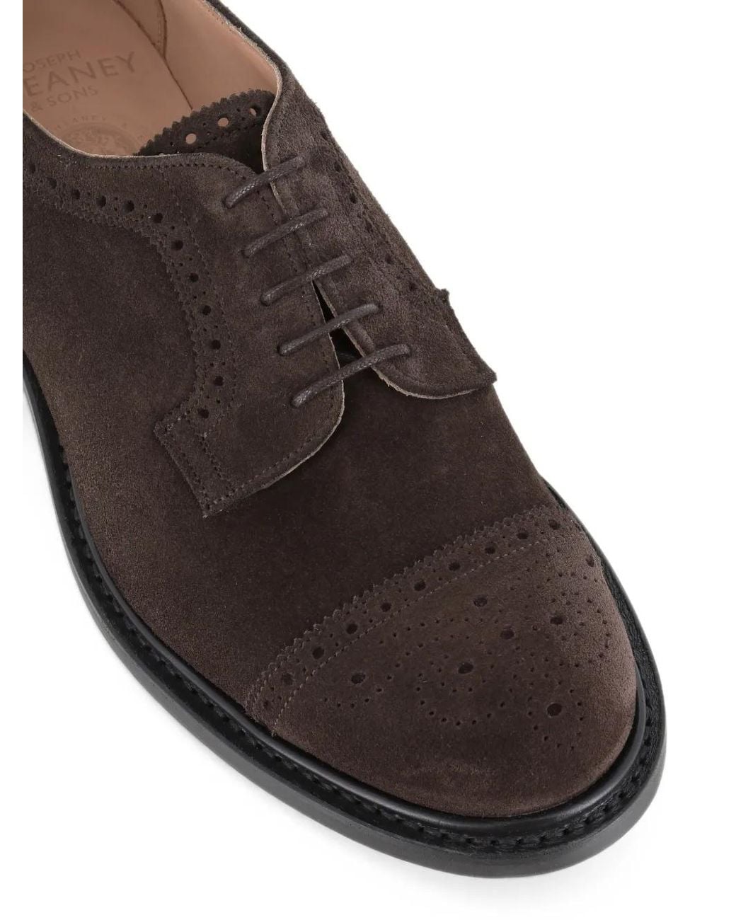 Cheaney Brown Brogue Suede Derby Shoes for men