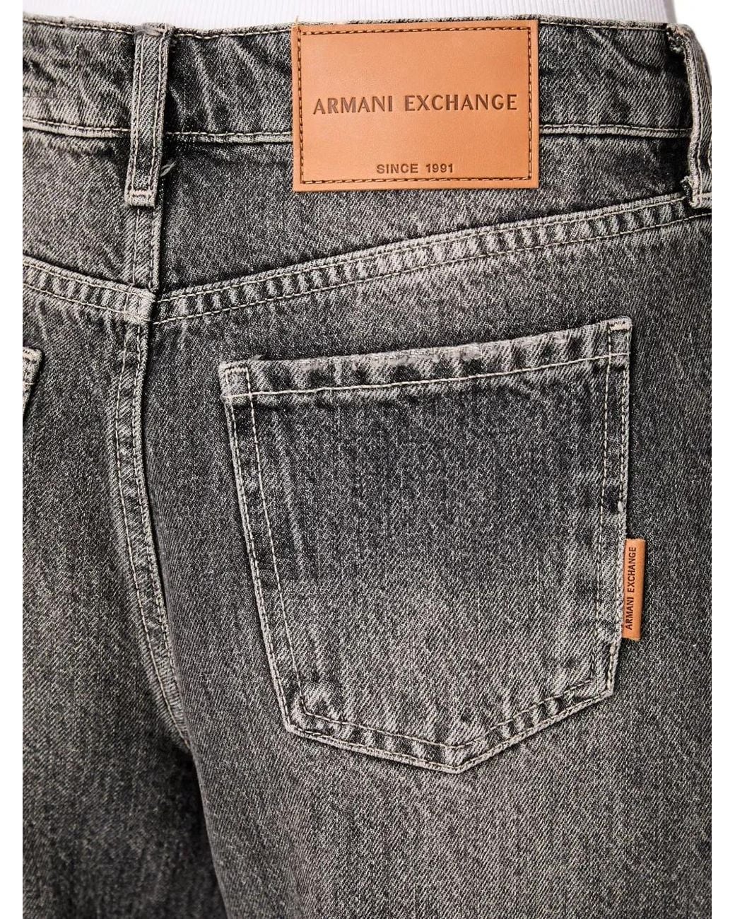 ARMANI EXCHANGE Black Faded Wide-Leg Jeans
