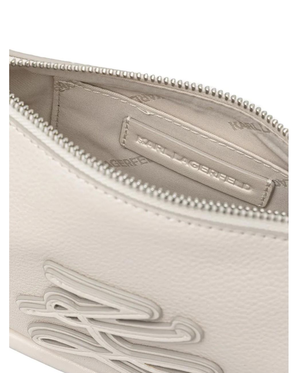 Karl Lagerfeld White Logo-Patch Shoulder Bag
