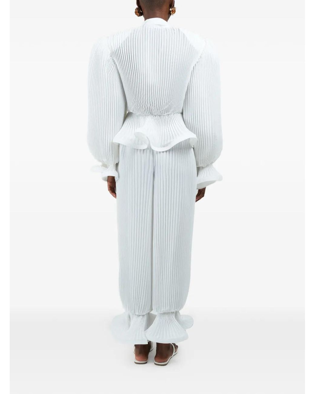 ROWEN ROSE White Pleated Trousers