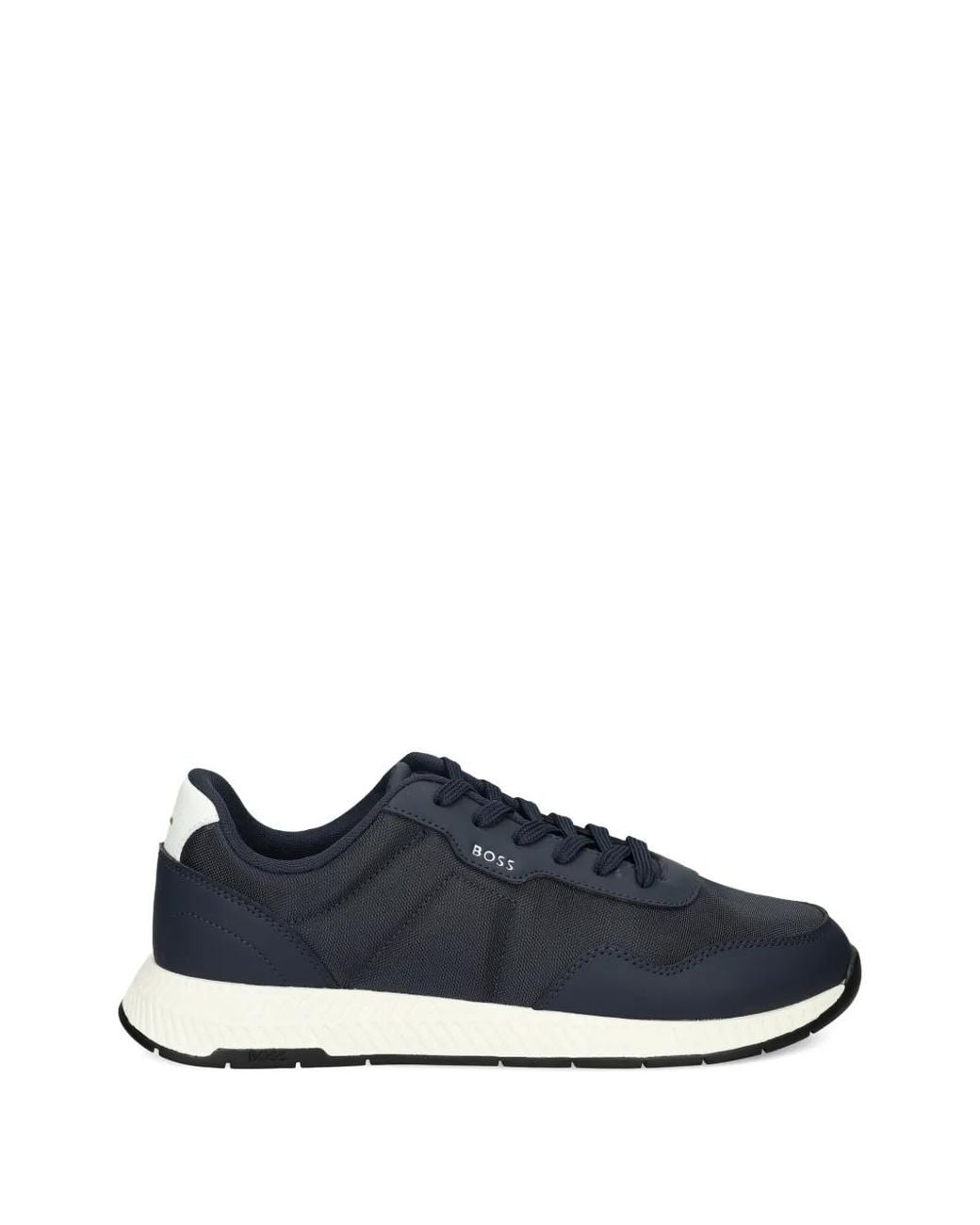 Boss Blue Low-Top Trainers With Textured Uppers for men