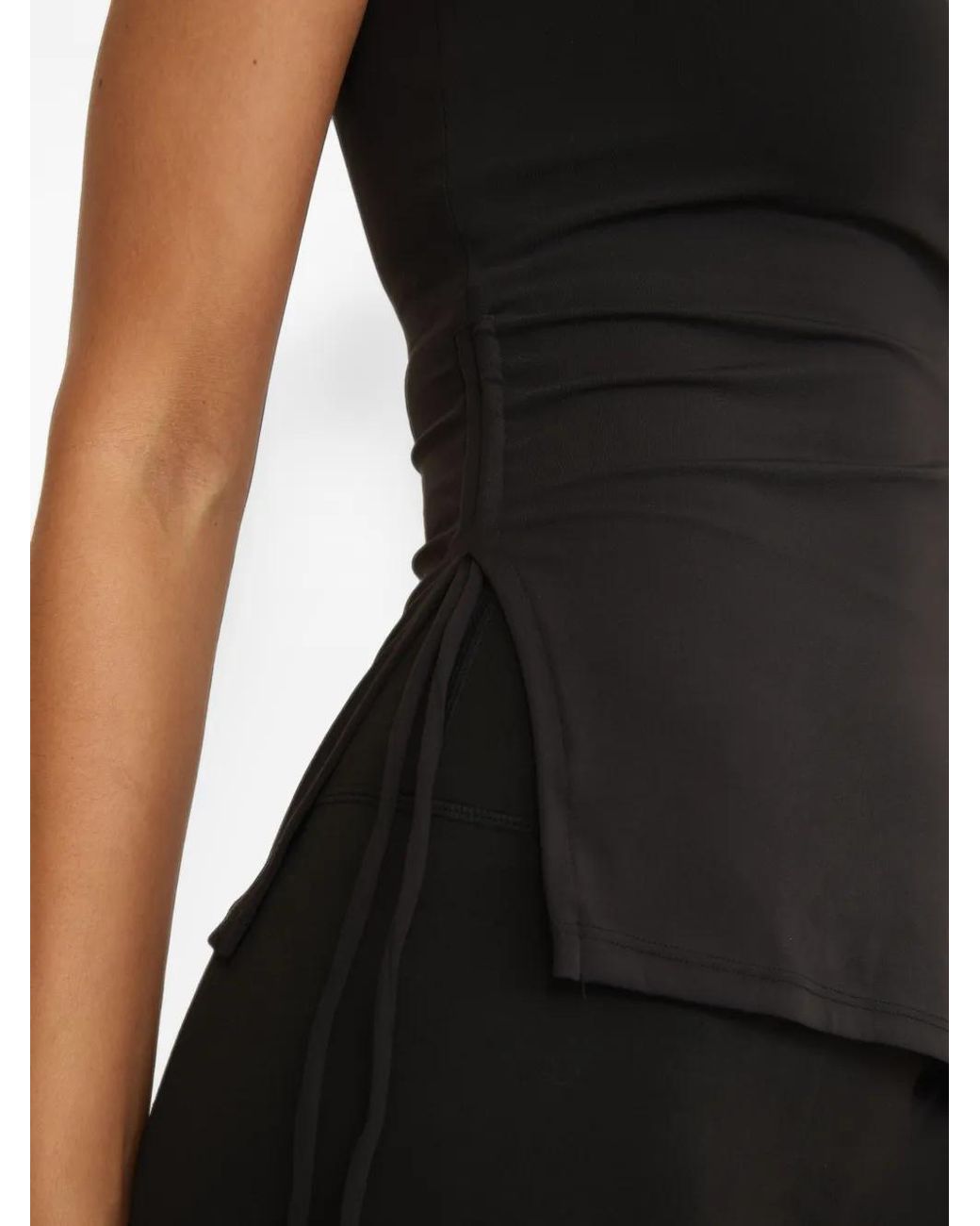 AMADAWEAR Black Mira Asymmetric Tank Top