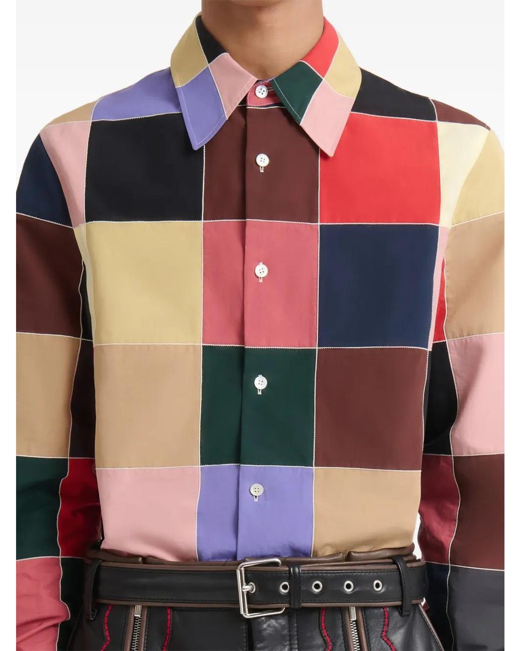Marni Natural Multicolour Patchwork Poplin Shirt for men