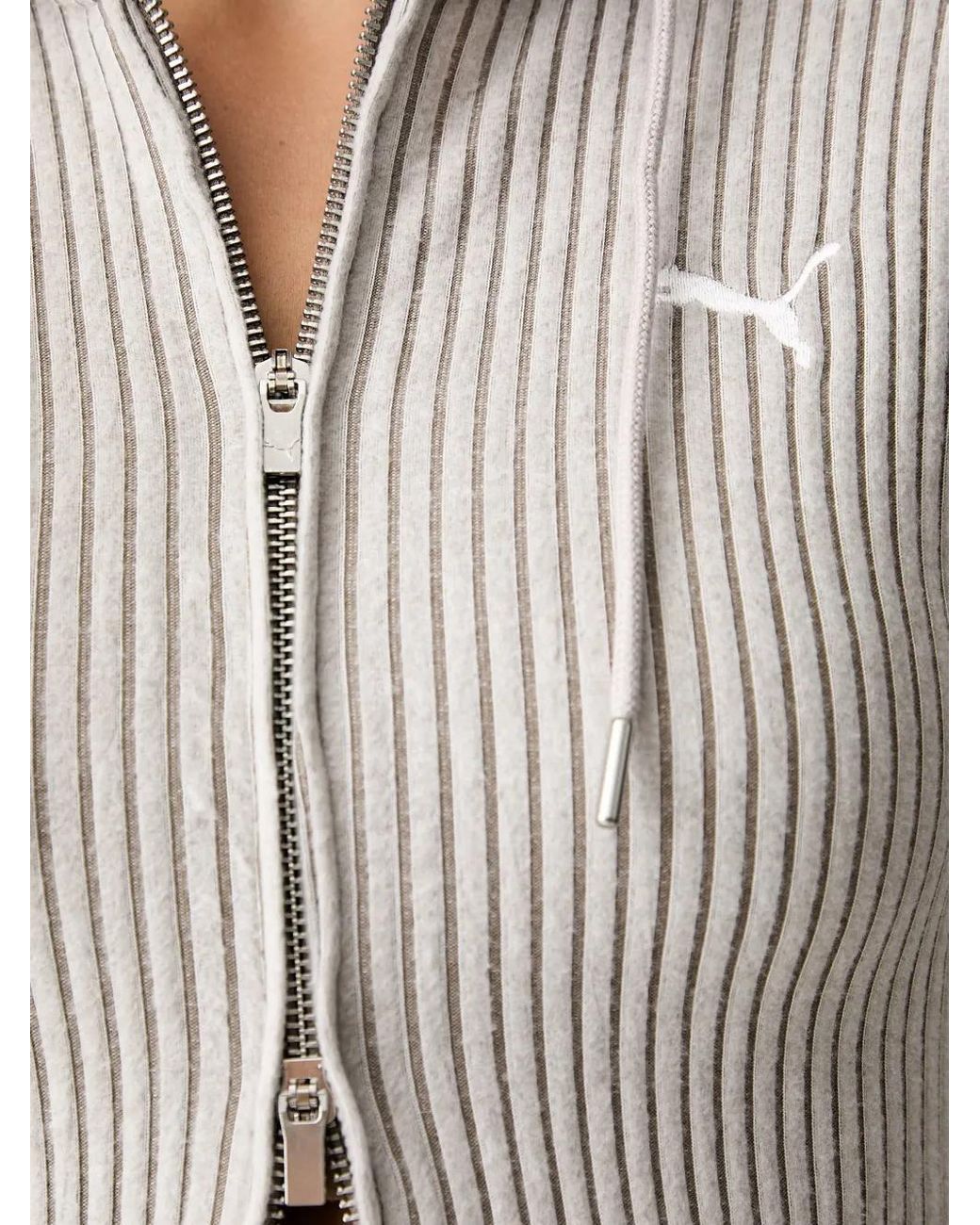 PUMA Gray Essentials Ribbed Hoodie