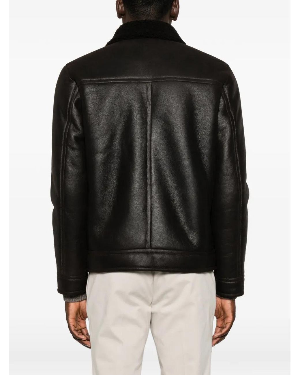 Dondup Black Leather Jacket for men