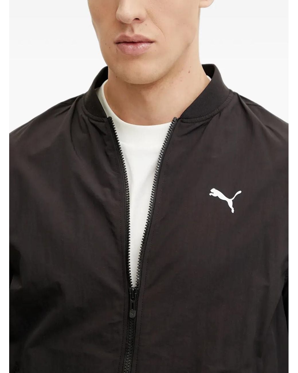 PUMA Black Logo-Print Bomber Jacket for men