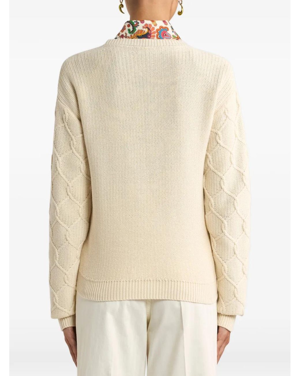 Etro White Cotton Wool Acrylic Jersey