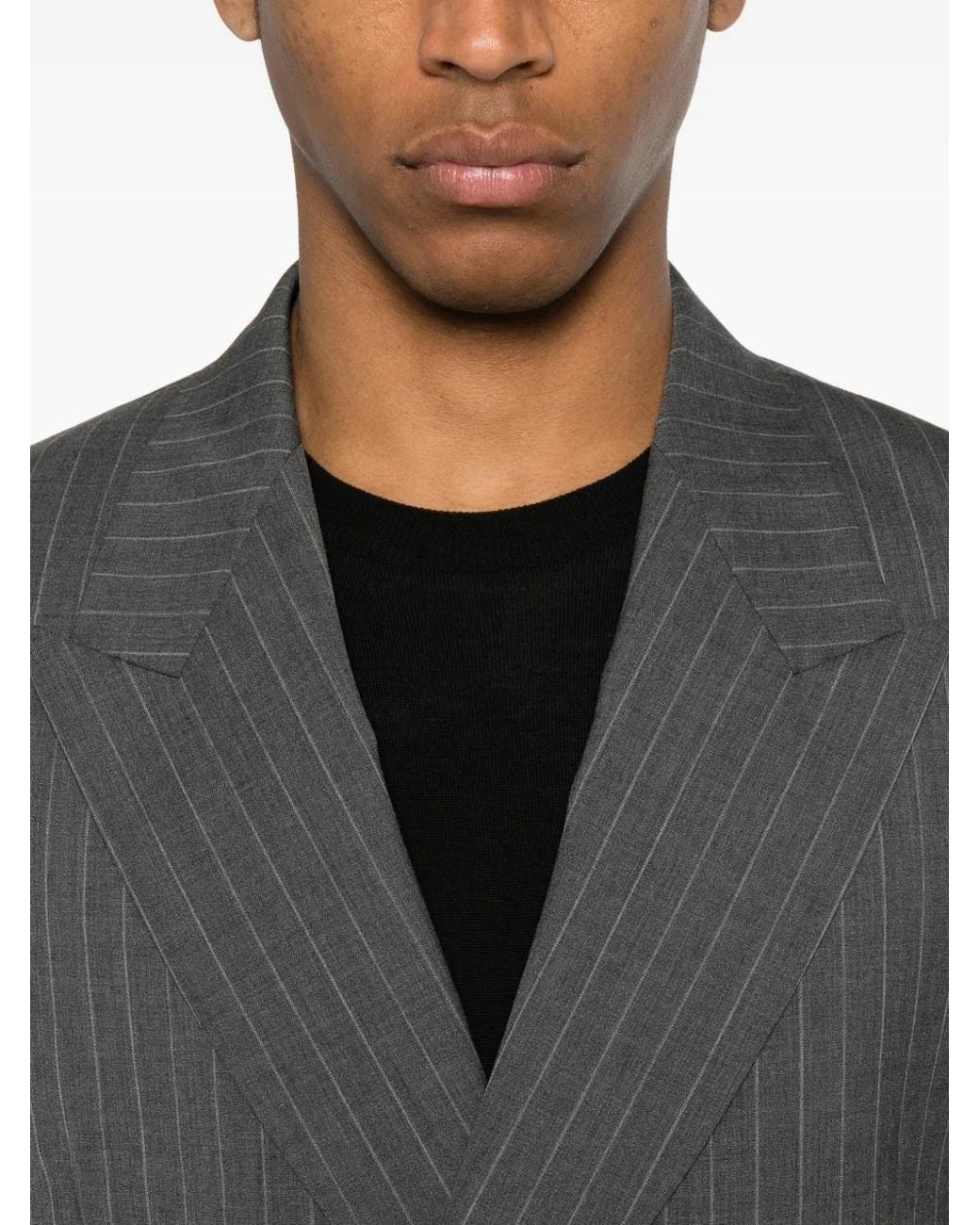Sandro Gray Striped Virgin Wool Suit Jacket for men