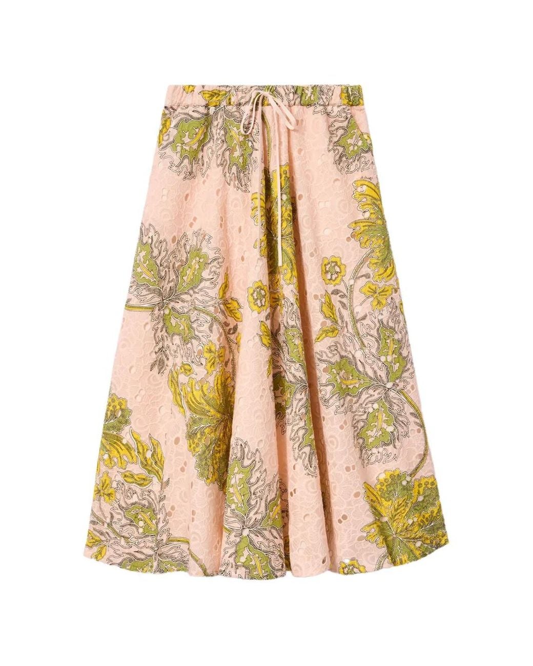 LaDoubleJ White Swathe Broderie-Anglaise Midi Skirt