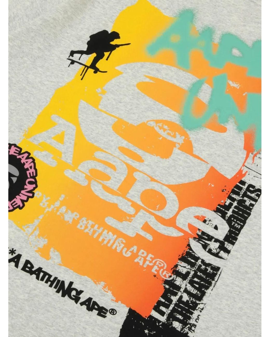 Aape By A Bathing Ape Gray Aape Graphic Print T-Shirt for men