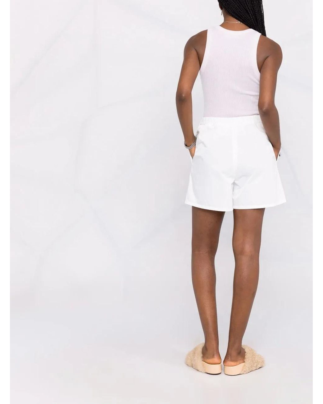 Moncler White High-Waisted Drawstring Shorts