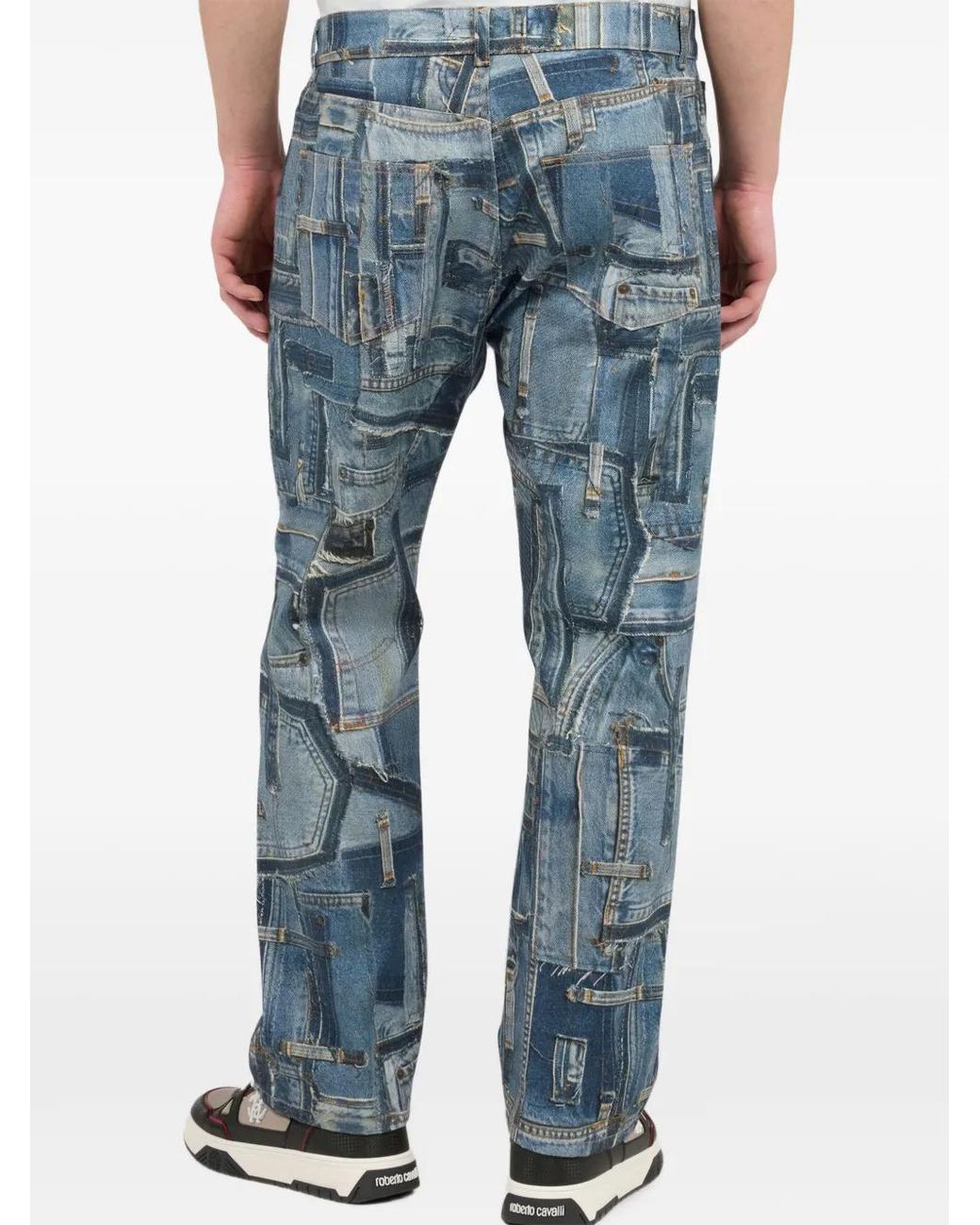 Roberto Cavalli Blue Patchwork Capsule Collection Jeans for men