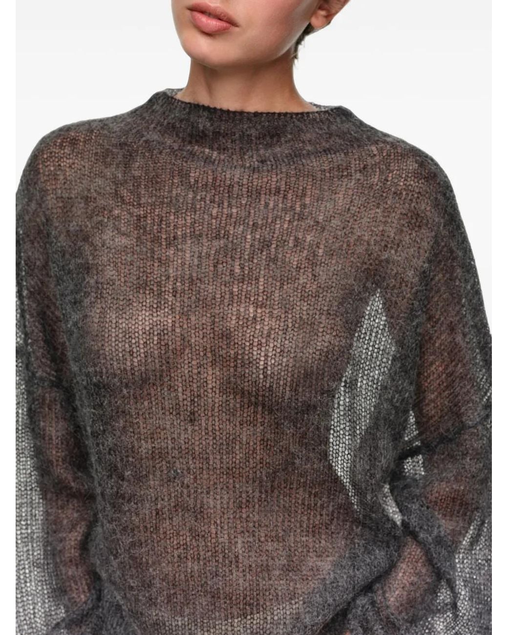 Bimba Y Lola Gray Open-Knit Sweater